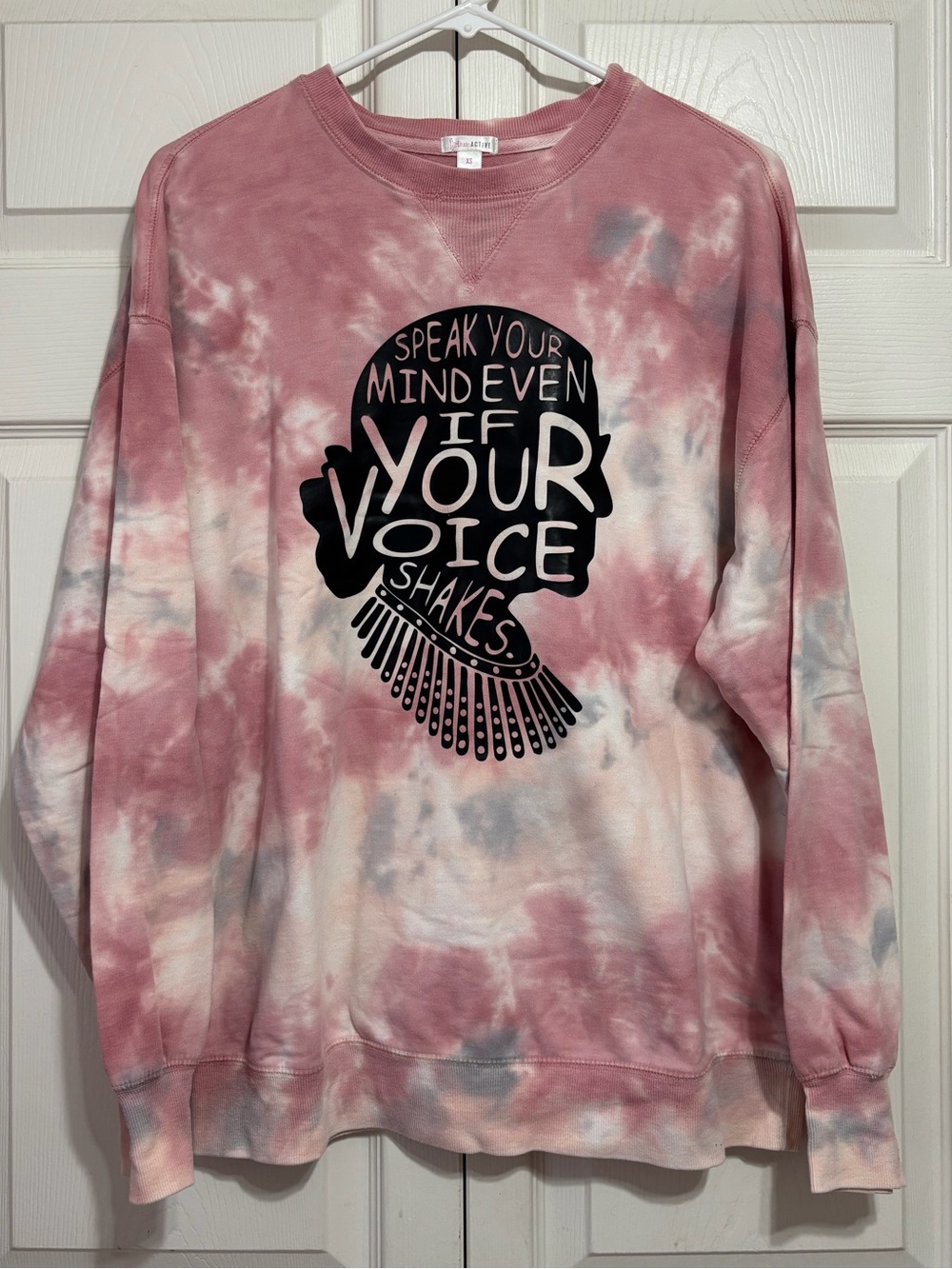 Upcycled Pink Tie-Dye Graphic Sweatshirt with Black Print
